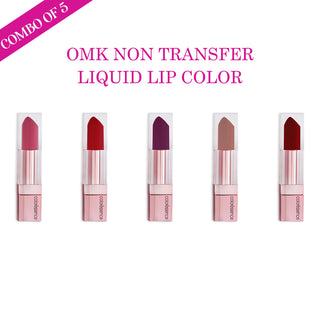 Buy 5 OMK non transfer liquid lip color Combo